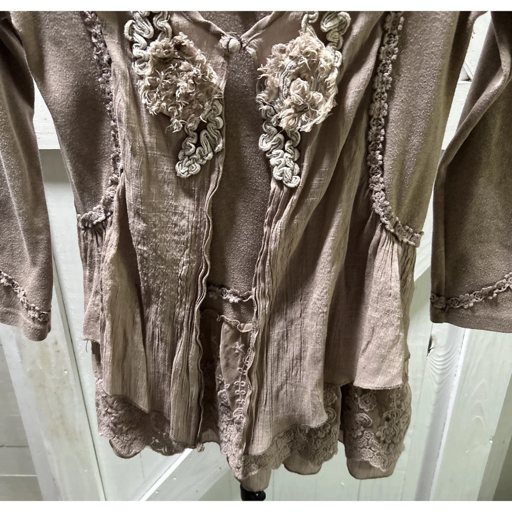Pretty Angel Womens S Lt. Brown Lace  Layered Ethereal Coquette Tunic/Dress Boho - Picture 3 of 14